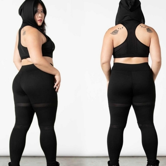 Killstar Hellbound Leggings ✦ Mesh Inserts & Statement Print ✦ Black Stretch NWT - Picture 2 of 9